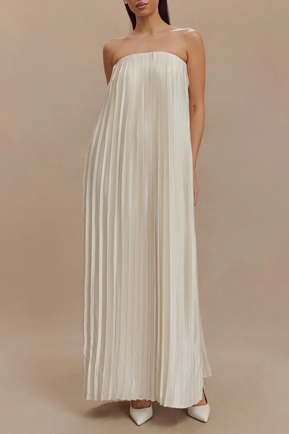Plisse Strapless Maxi Dress