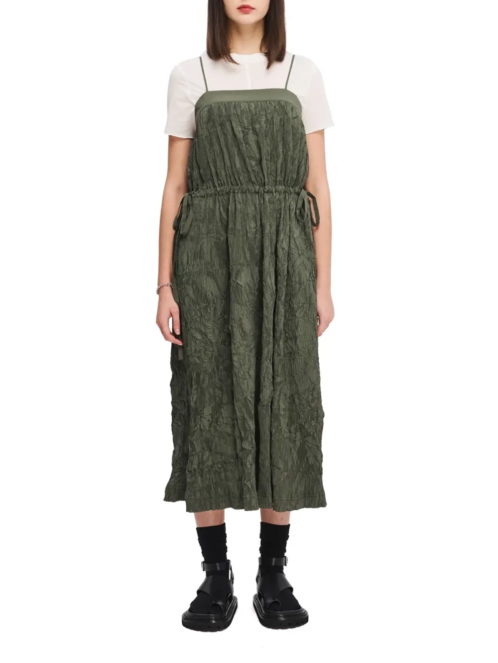 Layered Top Strapless Midi Dress