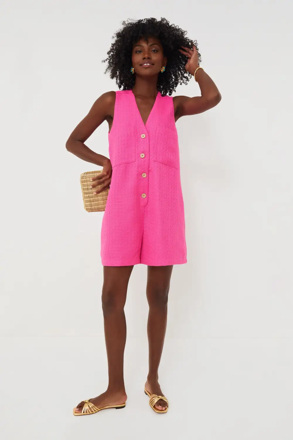 Hot Pink Textured Myla Romper