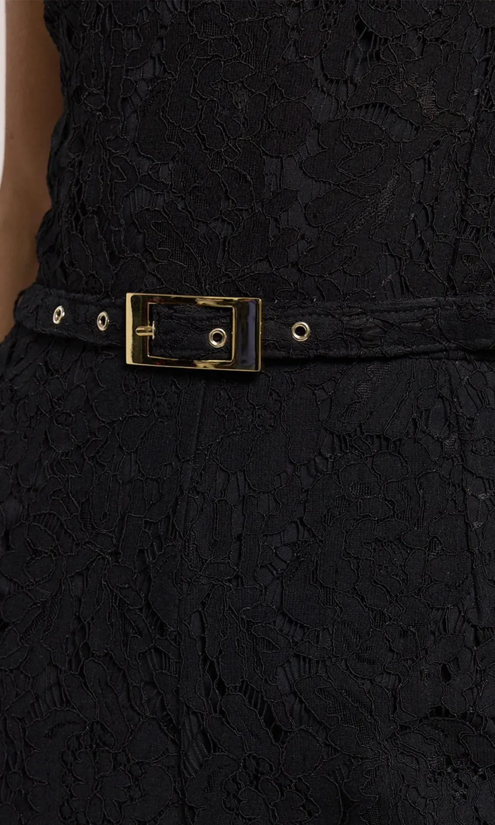 Black Lace Panel Top Jumpsuit