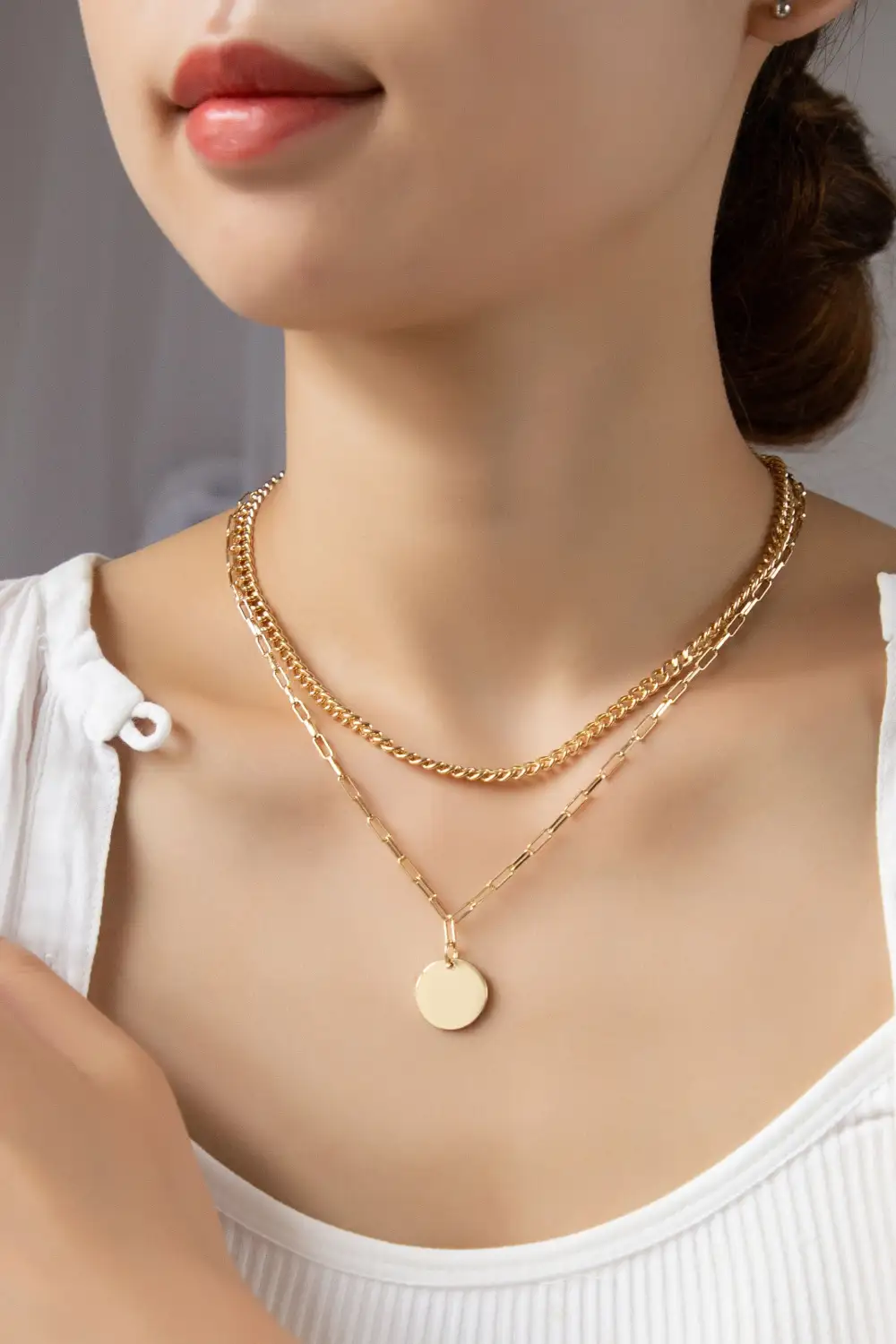Chelsea Chain and Disk Pendant Necklace