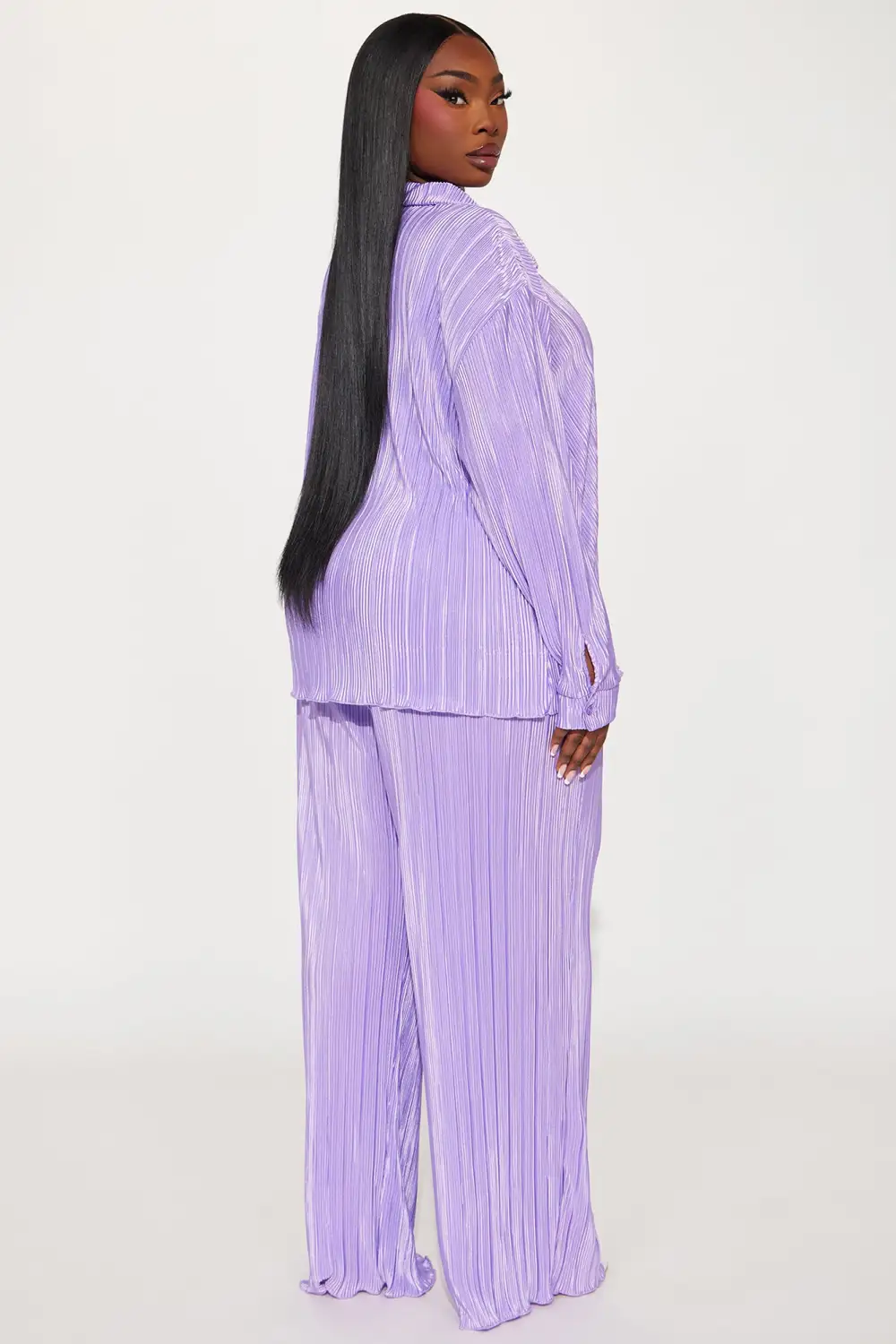More Than Lust Plisse Pant Set - Lavender