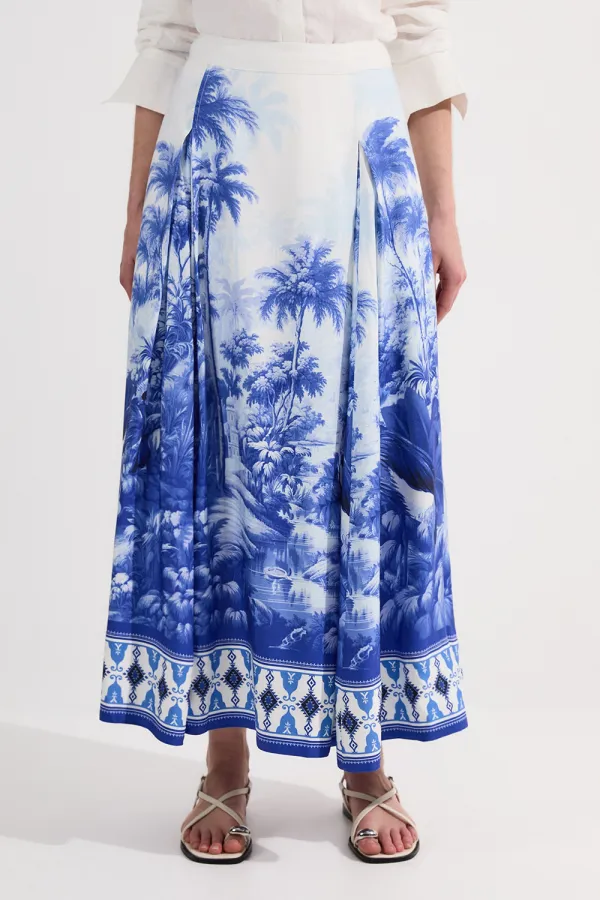 A-Line Skirt With Landscape Print
