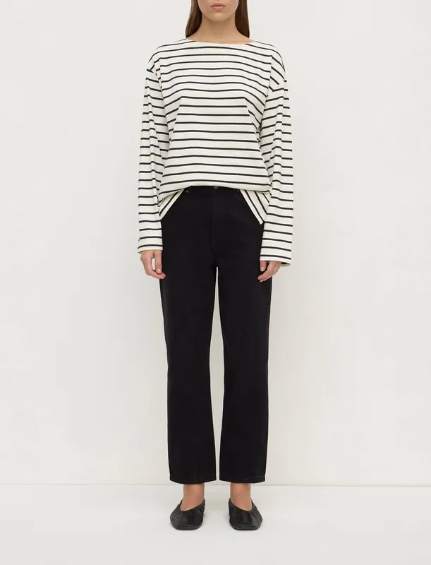 Black Twisted-Seam Straight-Leg Jeans