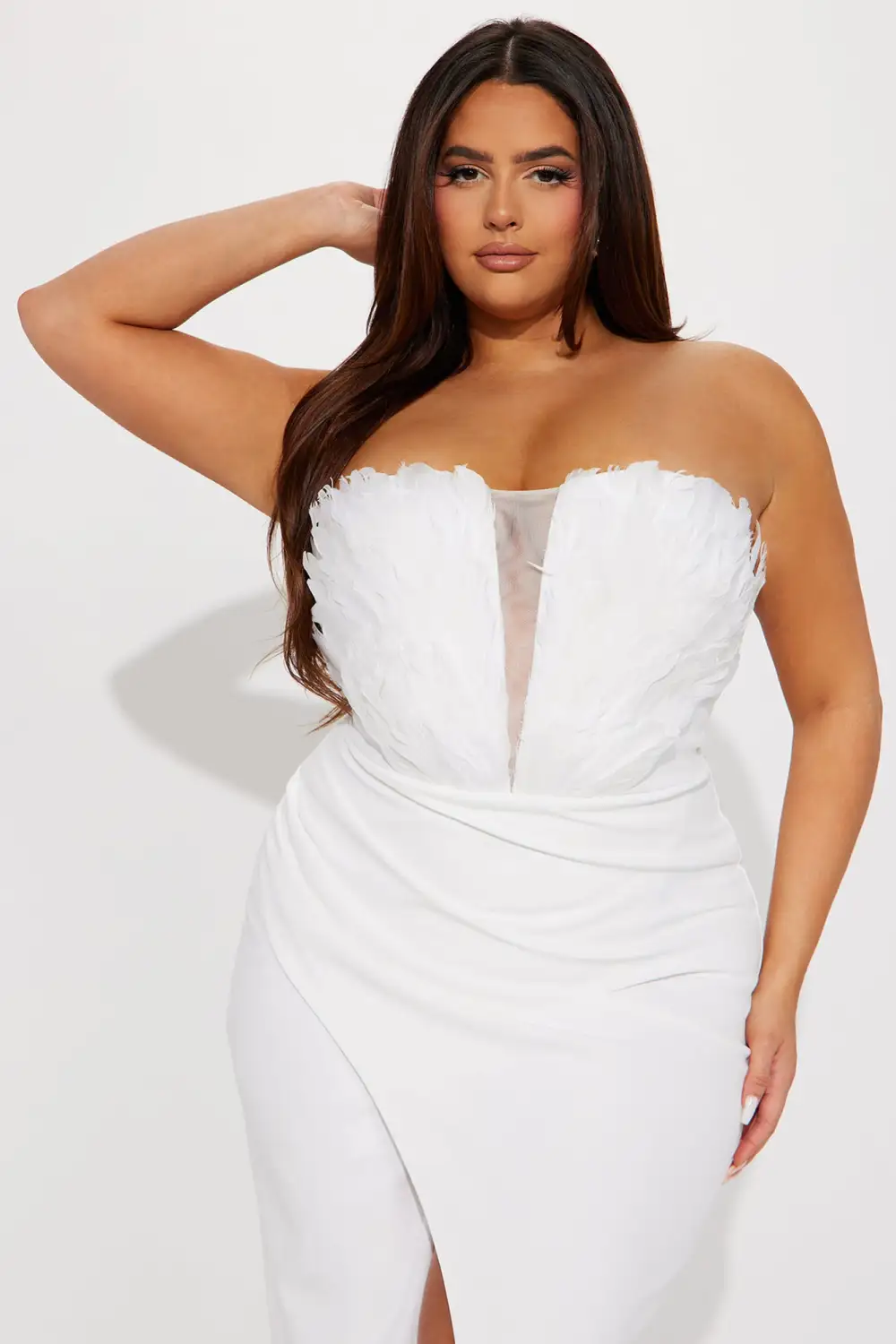Savina Feather Maxi Dress - Ivory