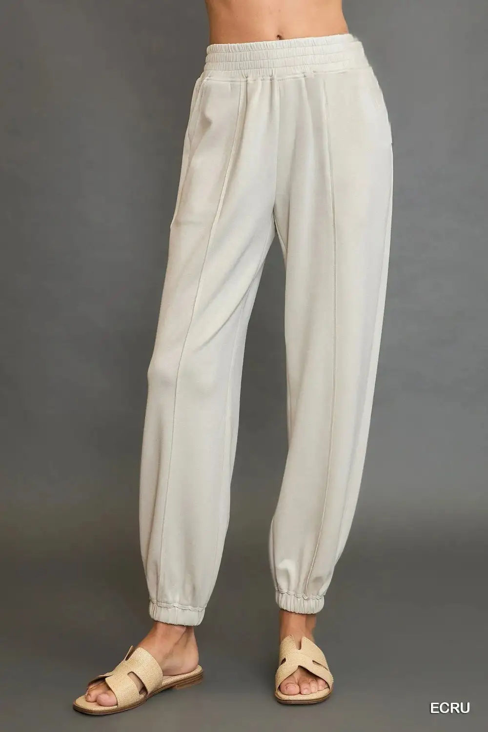 Drawstring Jogger Pants With Front Seam Detail