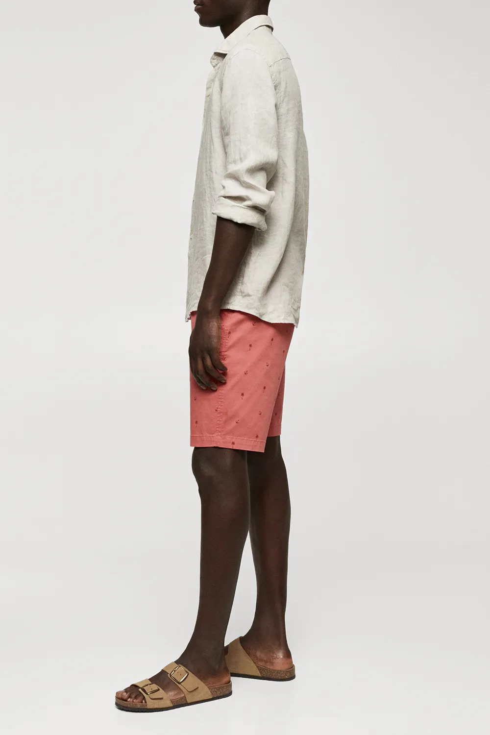 Slim-Fit Cotton Micro-Print Shorts