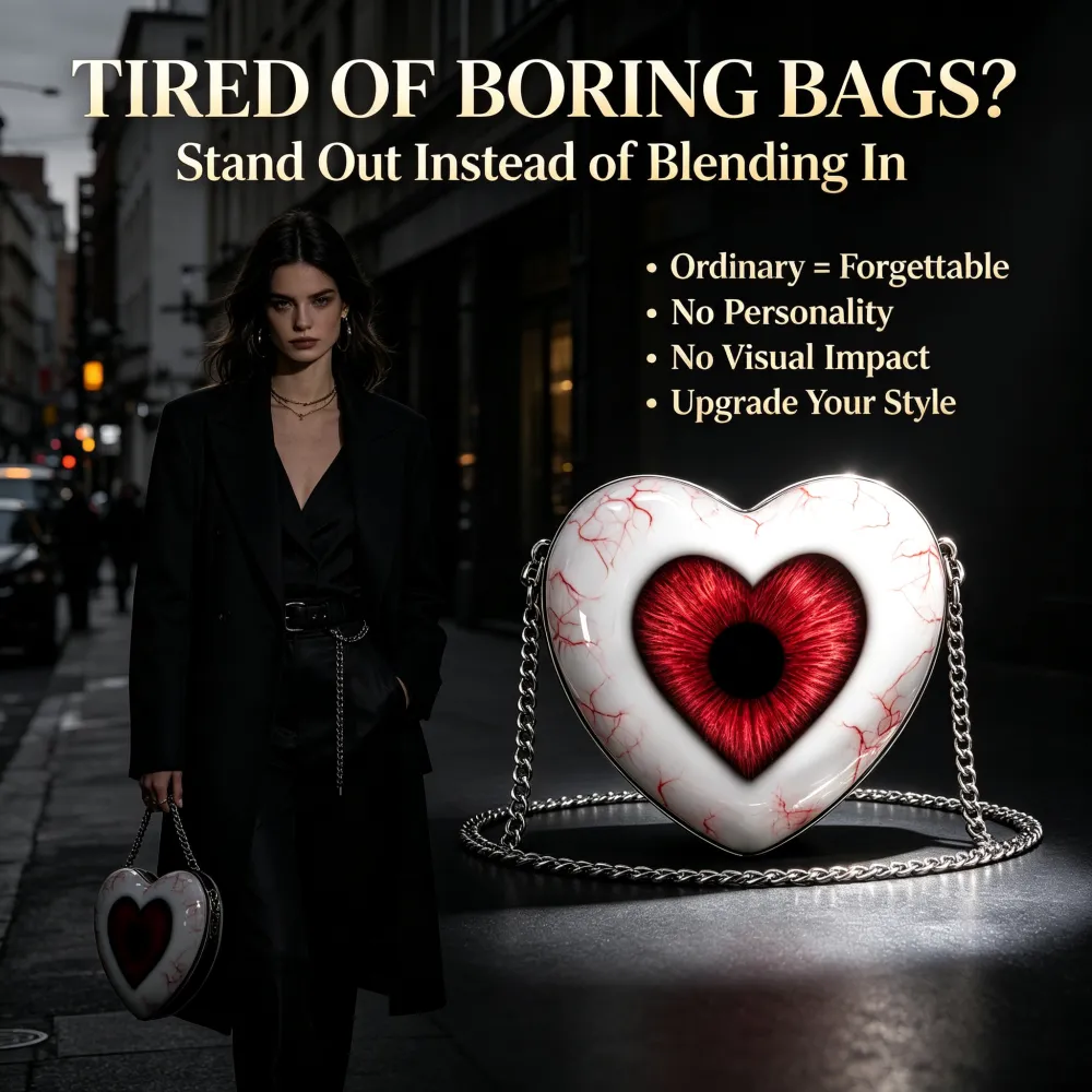 Gothic Heart Eye Statement Crossbody Bag
