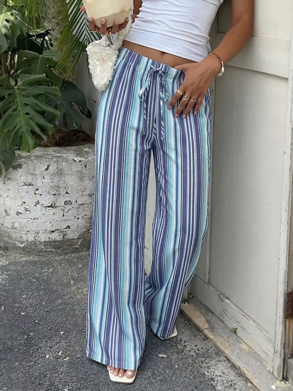 Modern Striped Wide Leg Pants