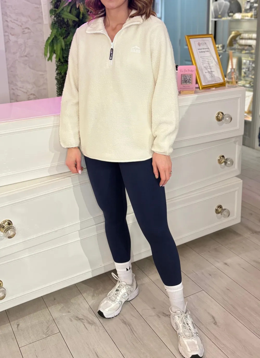 Off White Quarter Zip Fleece