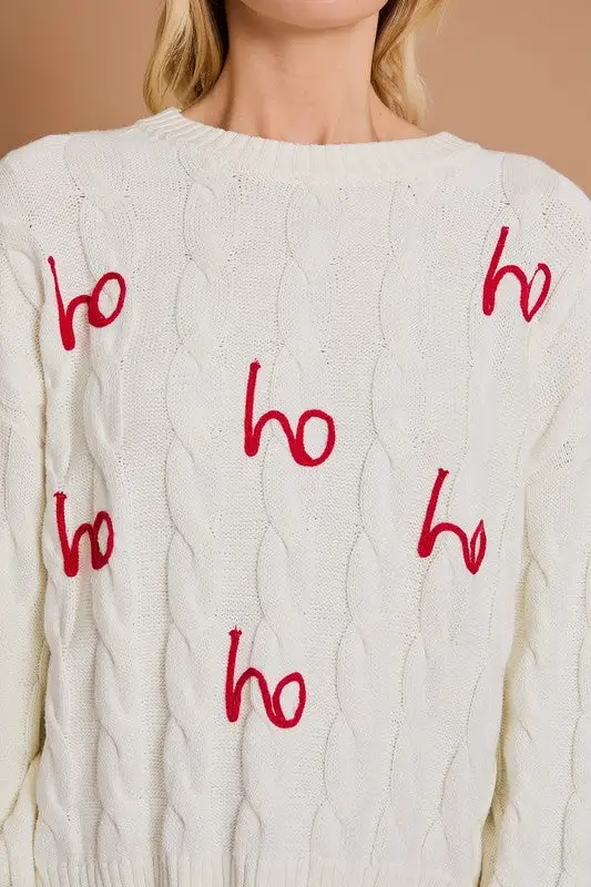 'Ho Ho Ho' Round Neck Pullover Christmas Sweater