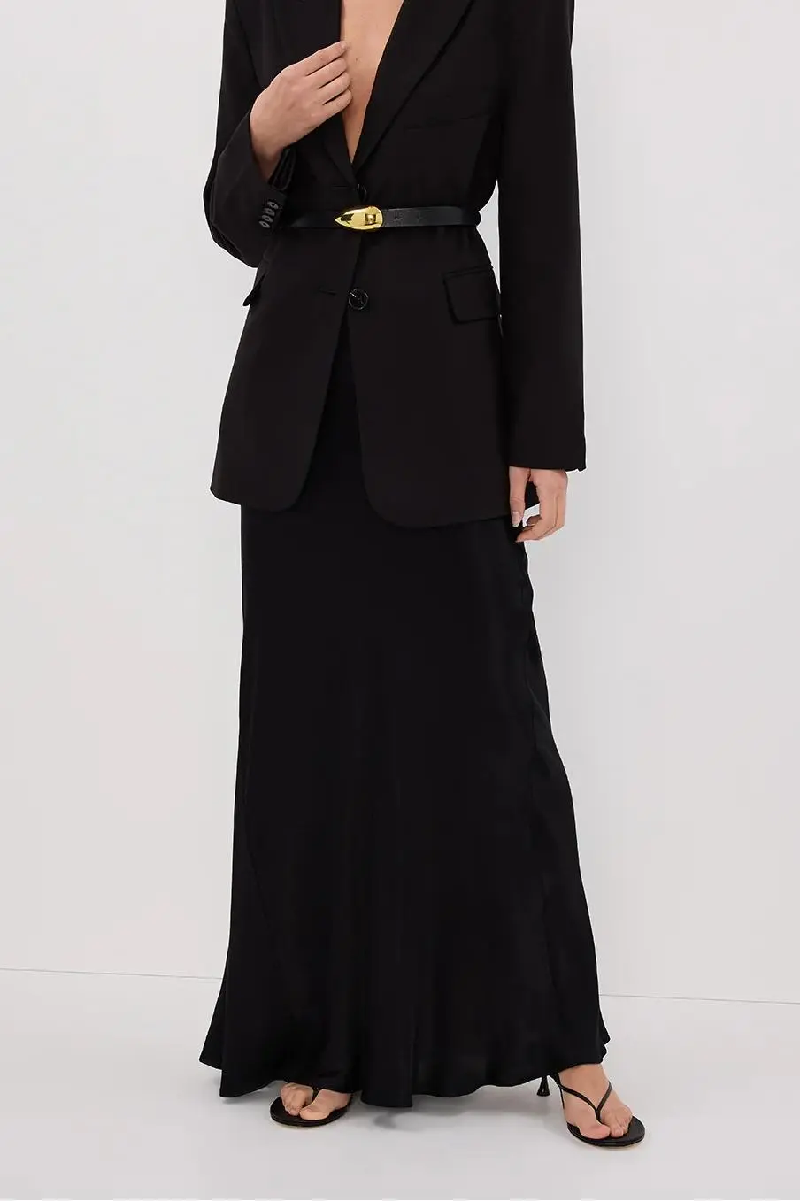 BLACK SATIN MAXI SKIRT