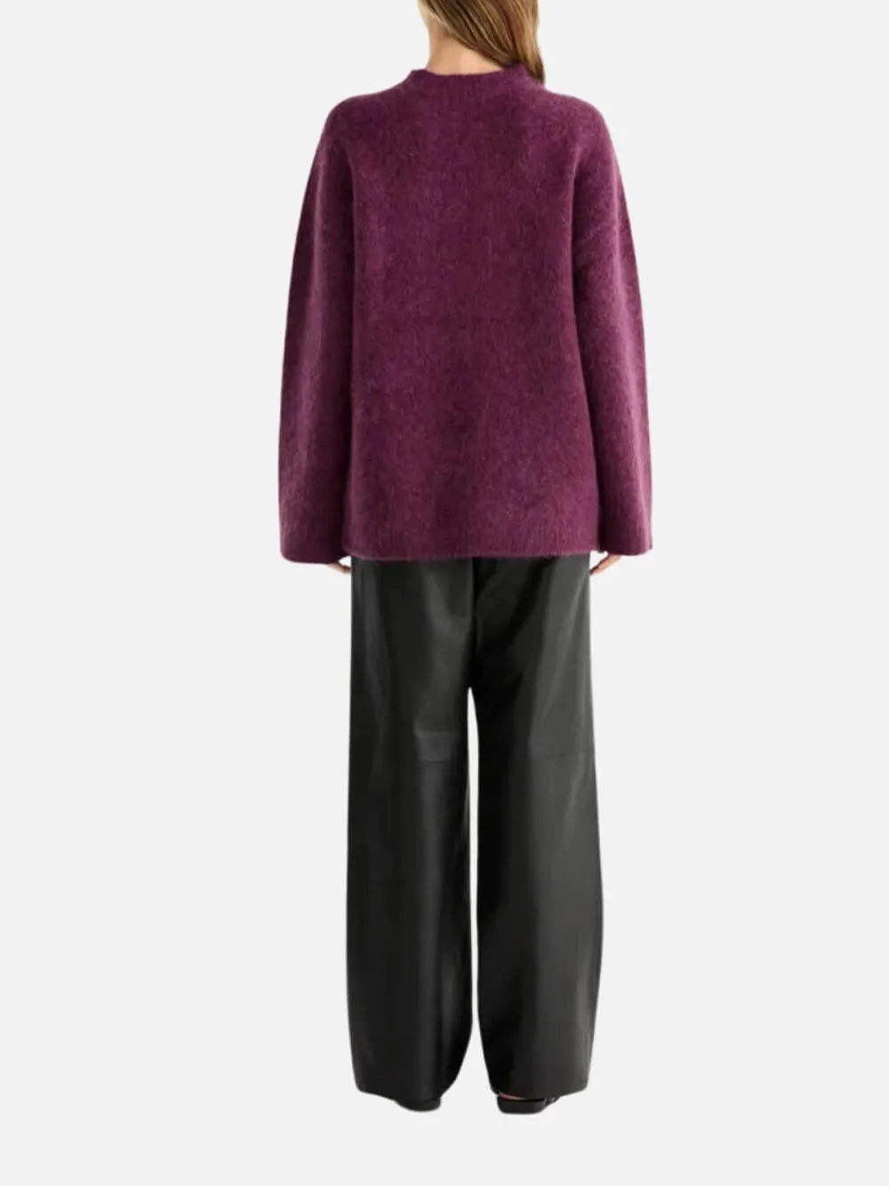 Wool-Blend Round Neck Long Sleeve Sweater