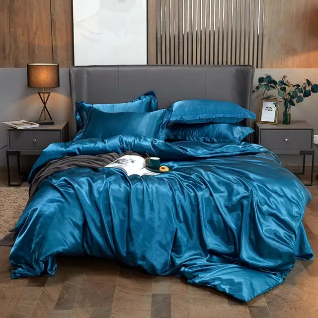 Bedding Set Solid Color Luxury Bedding Kit Rayon Satin Duvet Cover Set Twin Queen King Size Bed Set 2pcs/3pcs/4pcs - Bedding Set