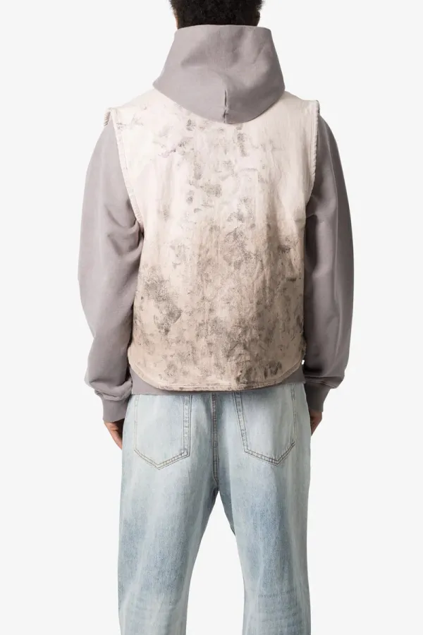 GRAY DISTRESSED SHERPA VEST