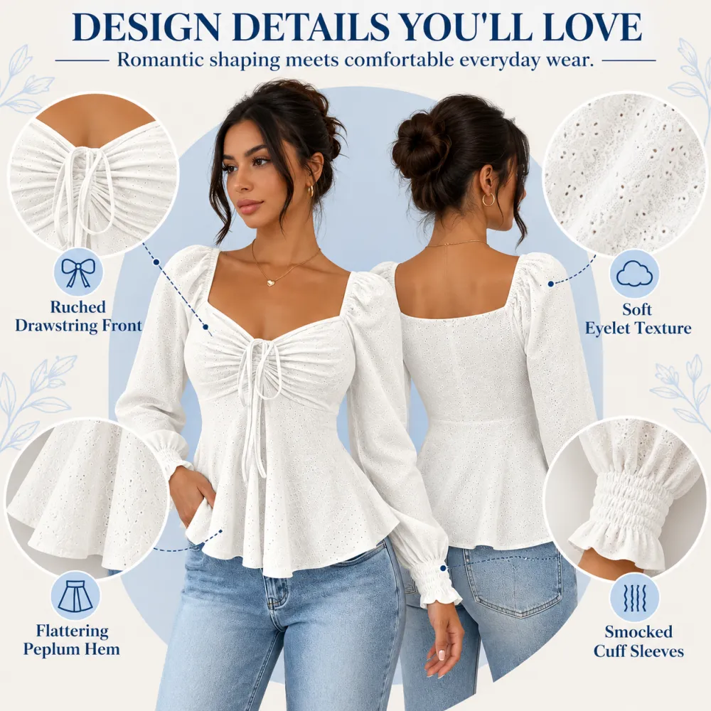 Women's V-Neck Ruched Drawstring Sexy Short Sleeve Solid Long Sleeve Top, European & American Style