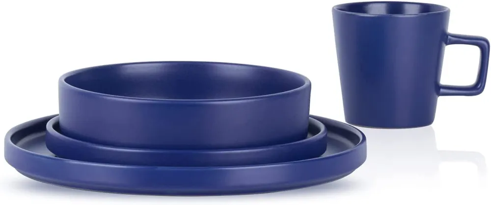 Stone Lain Coupe Dinnerware Set, Service For 8, Black Matte