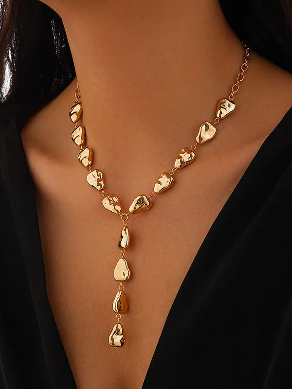 Chain Geometric Panel Detail Dainty Necklace