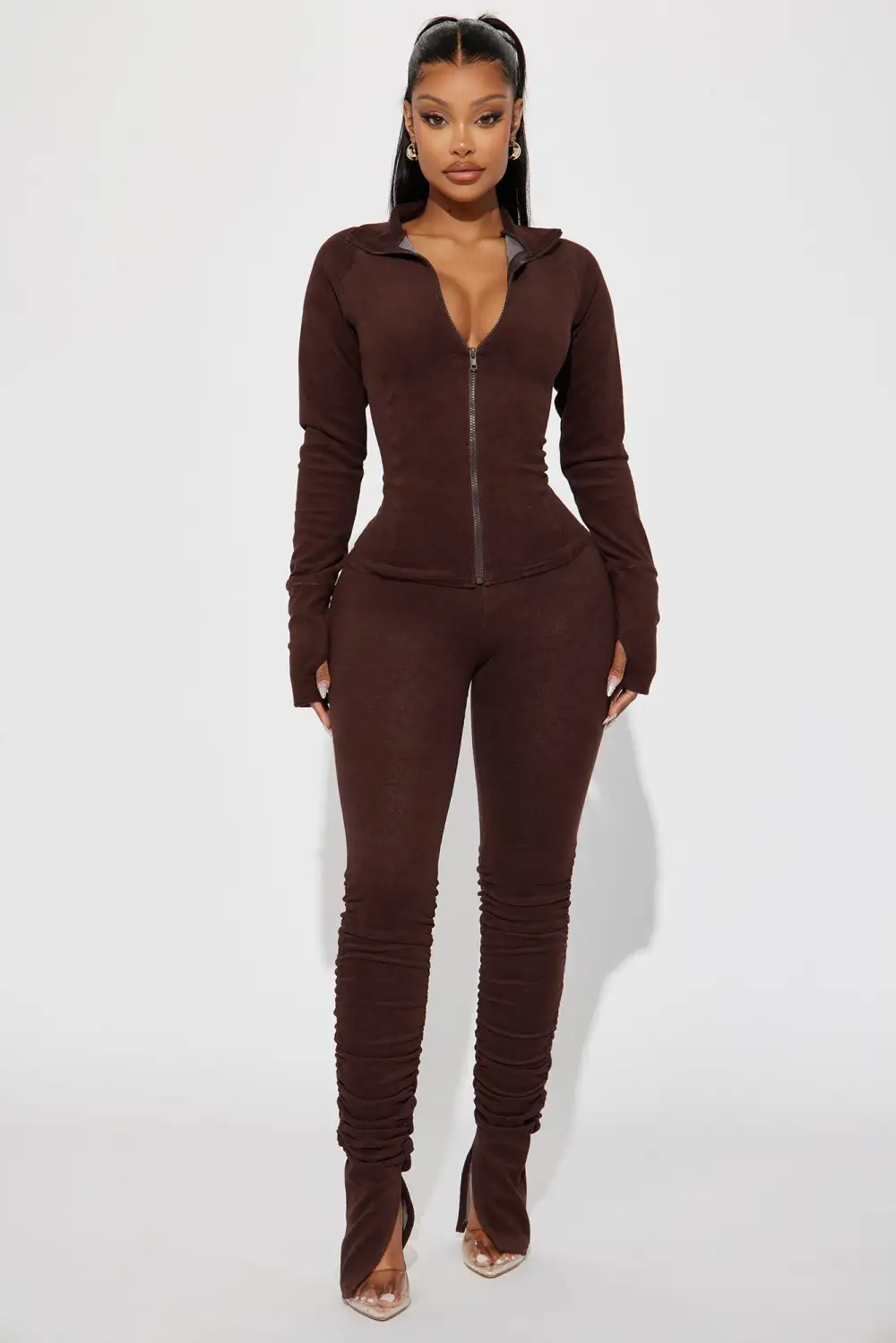 Weekend Chill Terry Cloth Pant Set - Chocolate