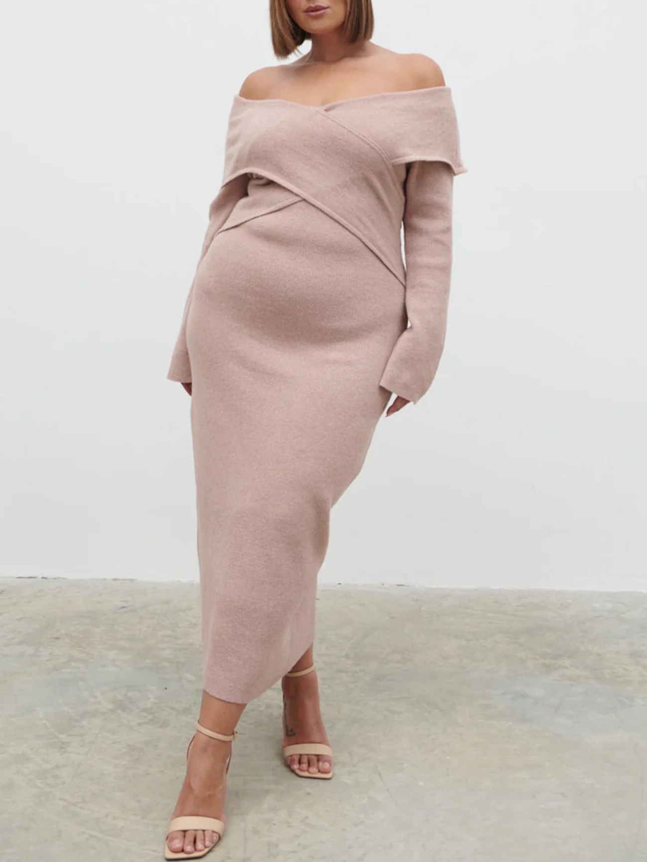 Wrap Knit Midi Dress