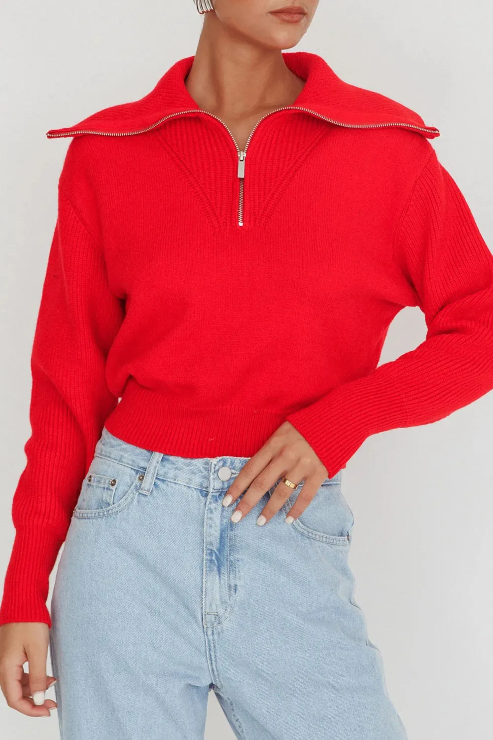 Playful And Stylish Zip-Neck Top