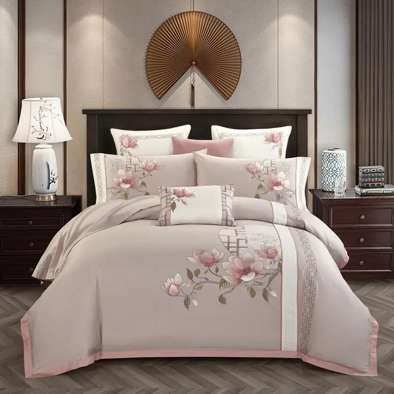 Luxury Egyptian Cotton Classical Embroidery Duvet Cover Set