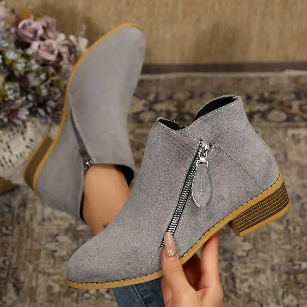 Side-Zip Block Heel Boots