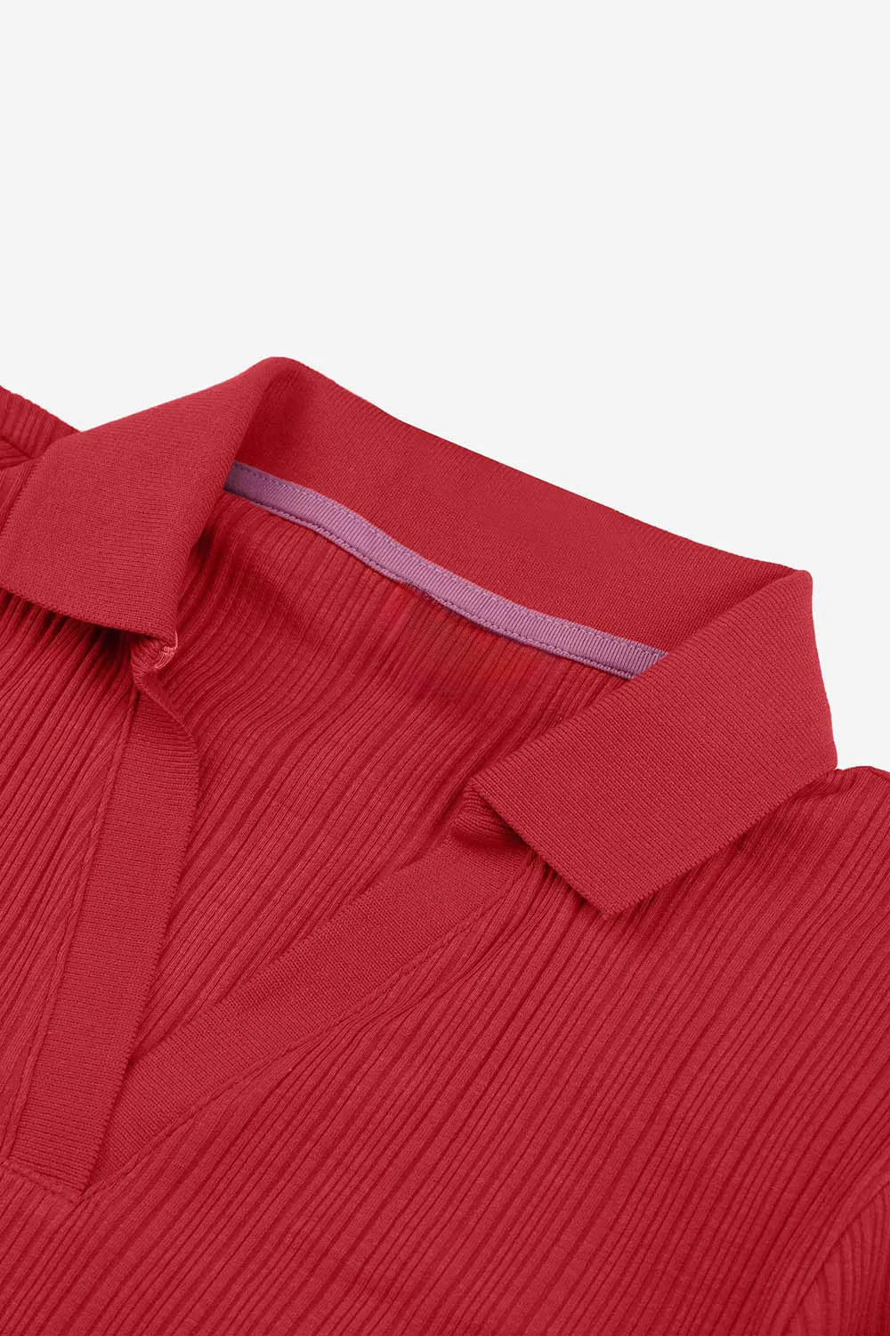 Women's Ribbed Cotton Slim Fit Polo Shirt