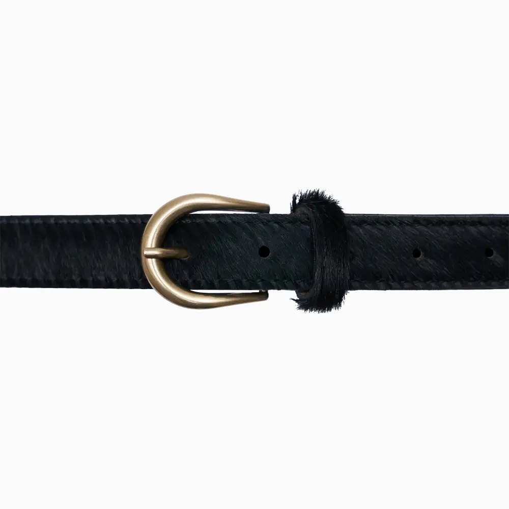 Relaxed Hair On Leather Waist Belt
