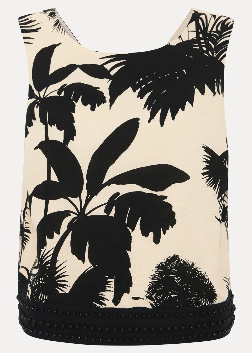 Stylish Modern Tropical Print Linen Top