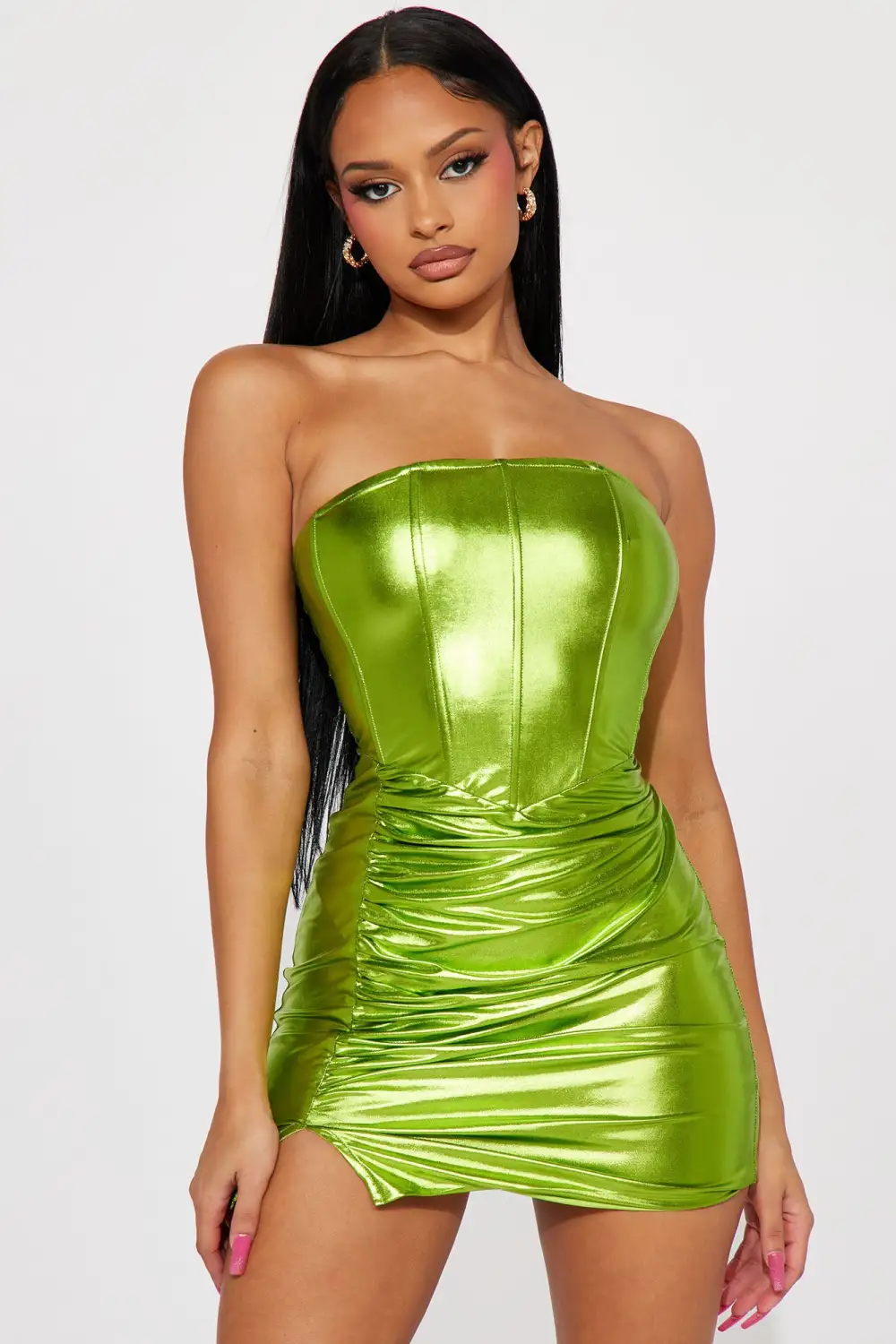 Neptune Metallic Mini Dress - Lime