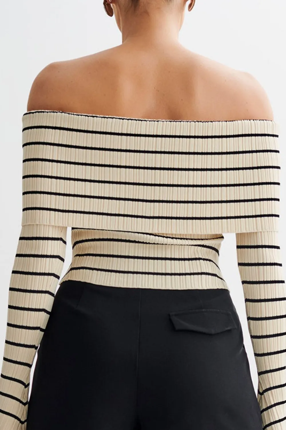 Striped Off Shoulder Knit Top