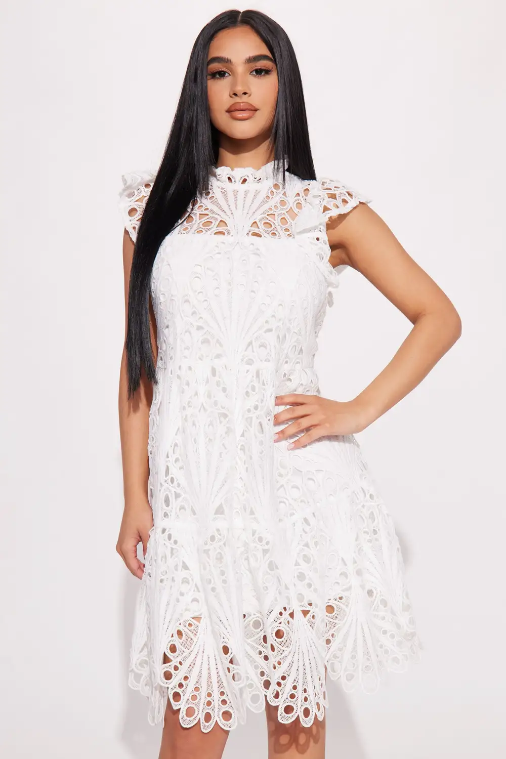 Something Special Lace Mini Dress - White