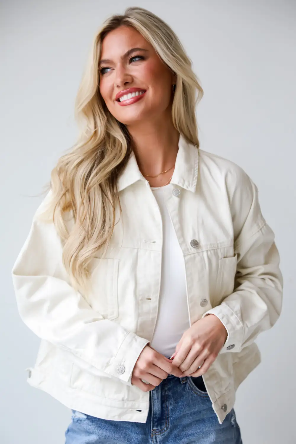 FINAL SALE - Effortless Presence Cream Denim Jacket