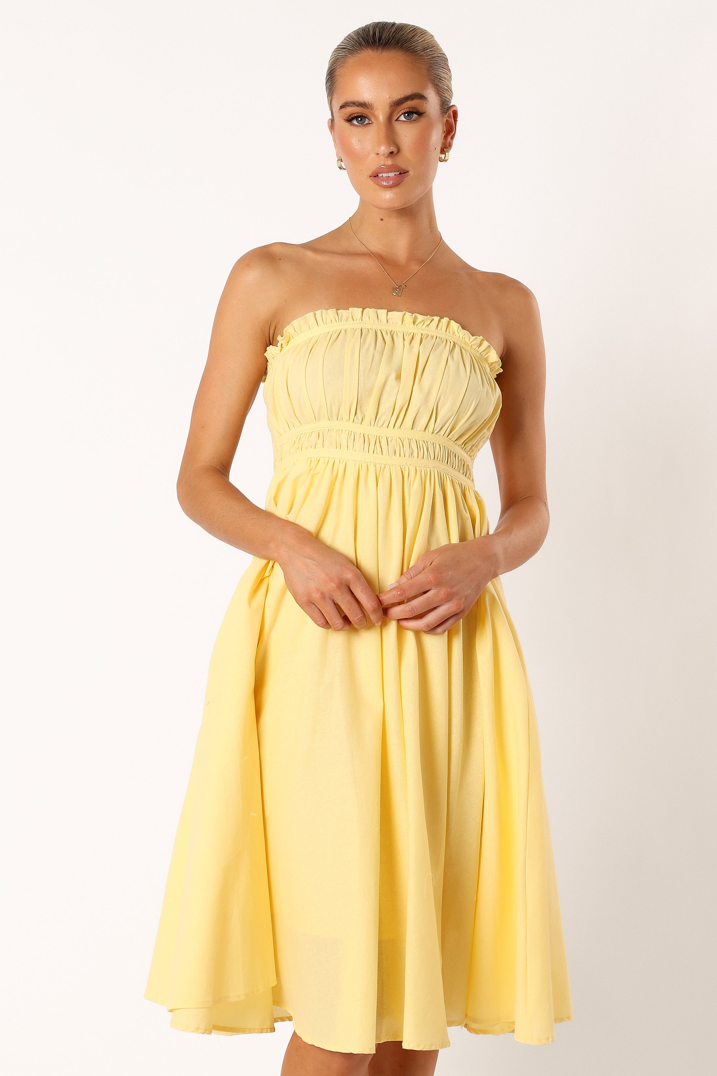 Theo Strapless Midi Dress - Sunshine