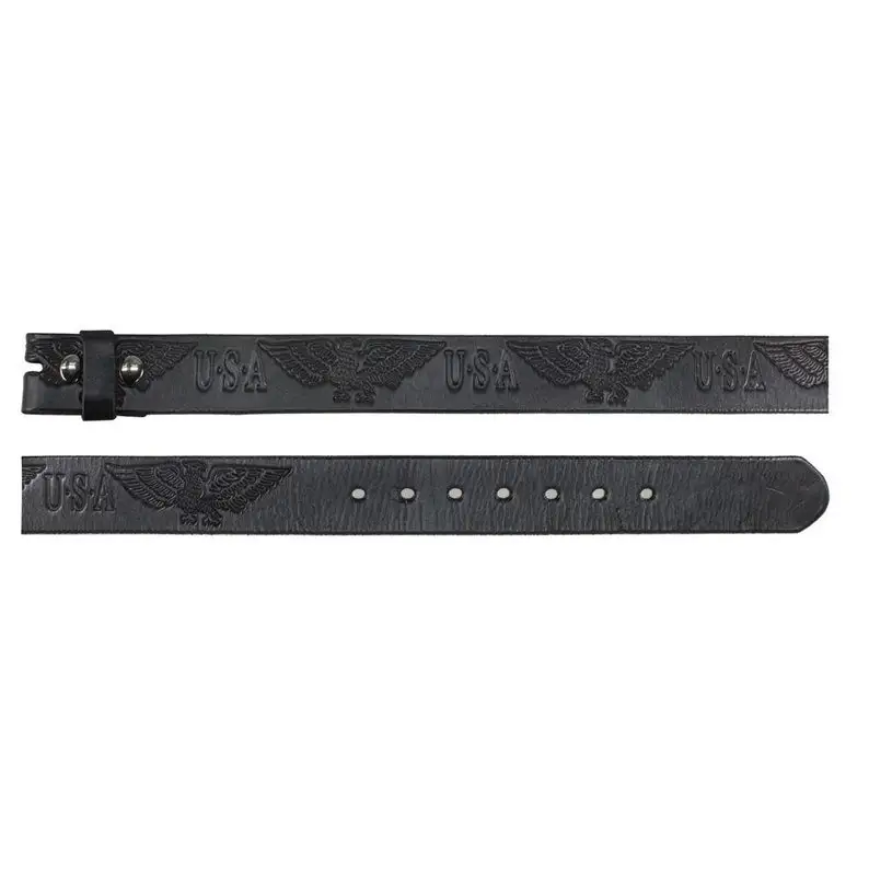 Tooled Leather Snap Belt Strap
