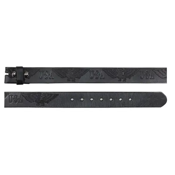 Tooled Leather Snap Belt Strap