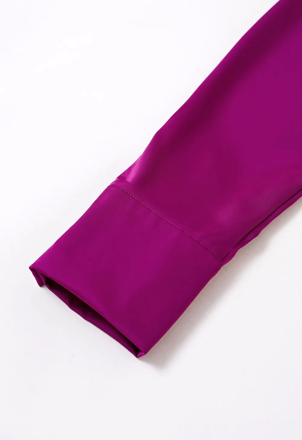 BOAT NECK CRISSCROSS WAIST SATIN TOP IN MAGENTA