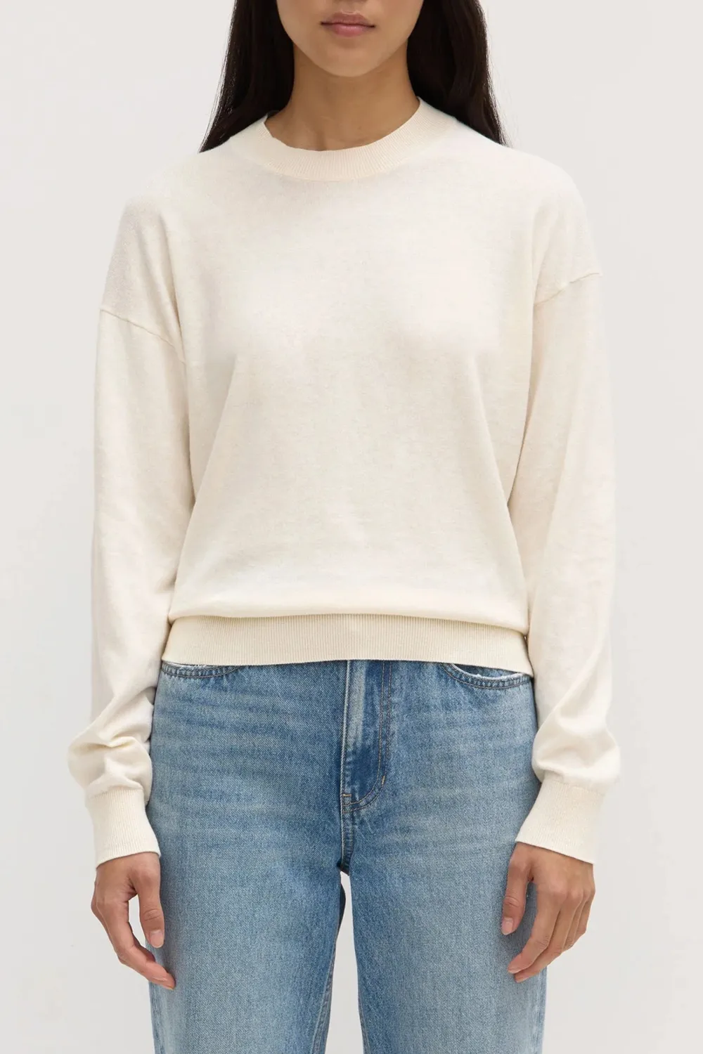 Round Neck Cotton Knit Sweater