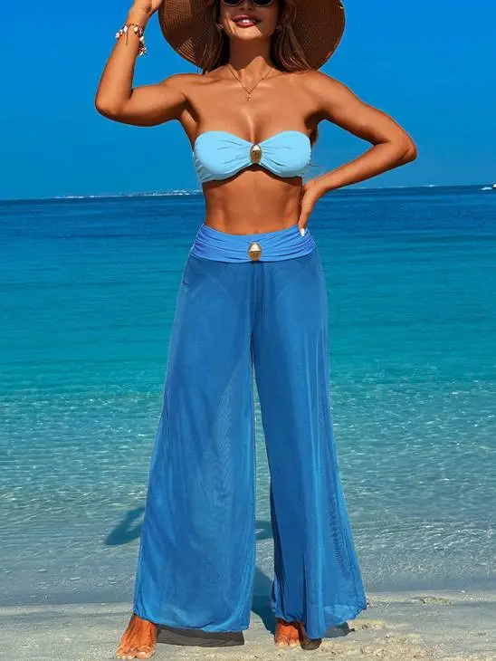 Wide Leg Cover Up Bikini Set