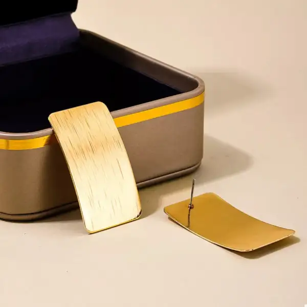 K Gold Plated Rectangle Earrings