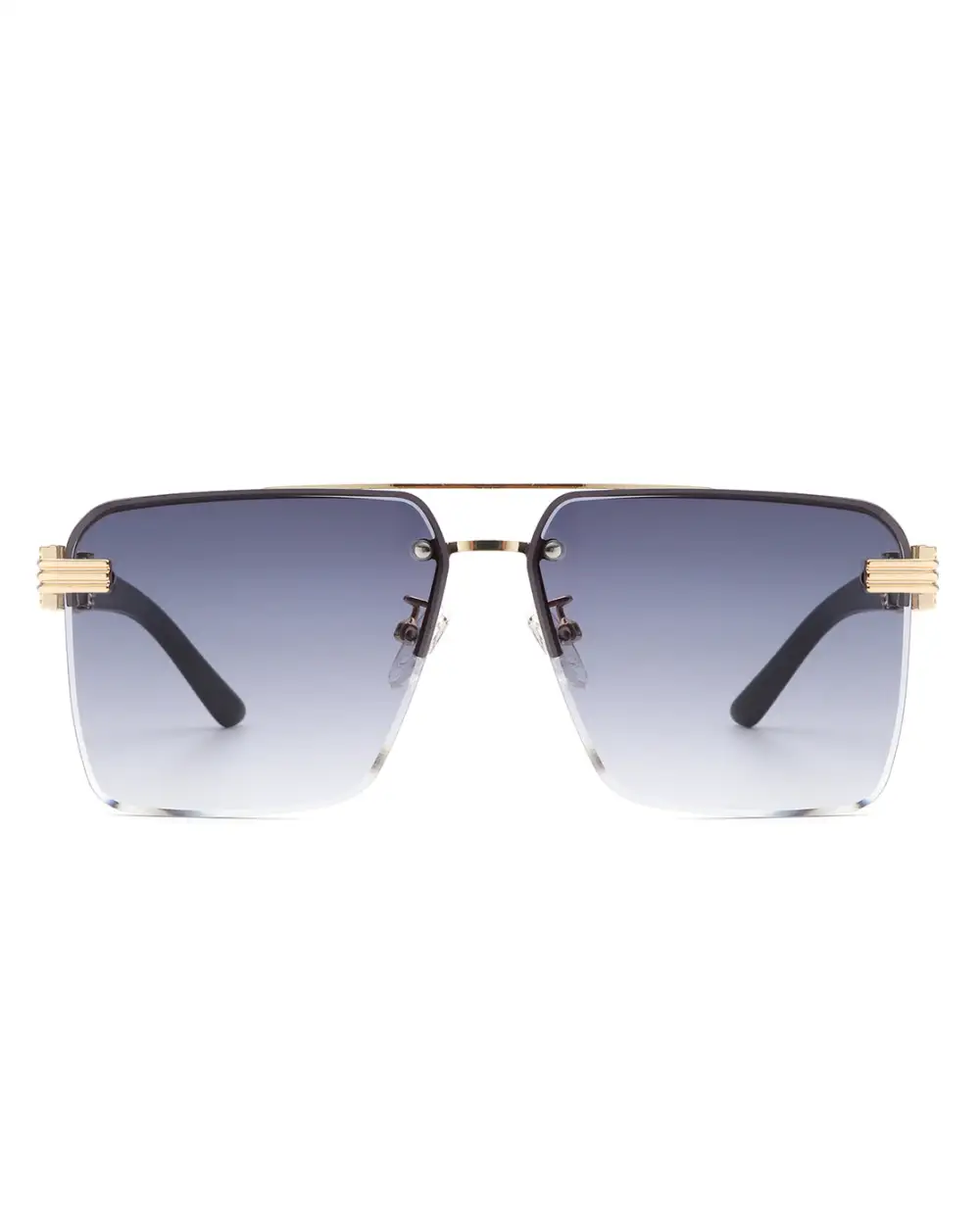 Structured Square Rimless Frame Sunglasses