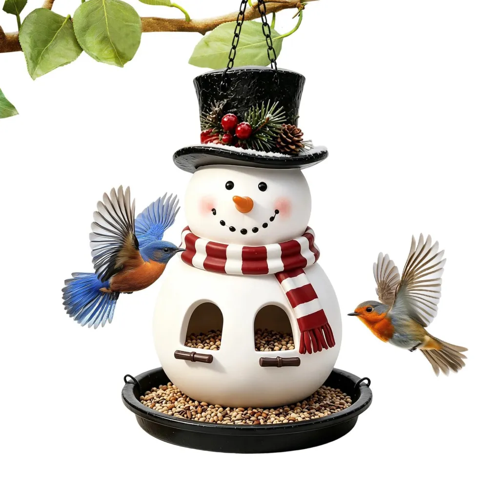 Christmas Bird Feeder, Hanging Lantern‑Style Snowman Bird Feeder
