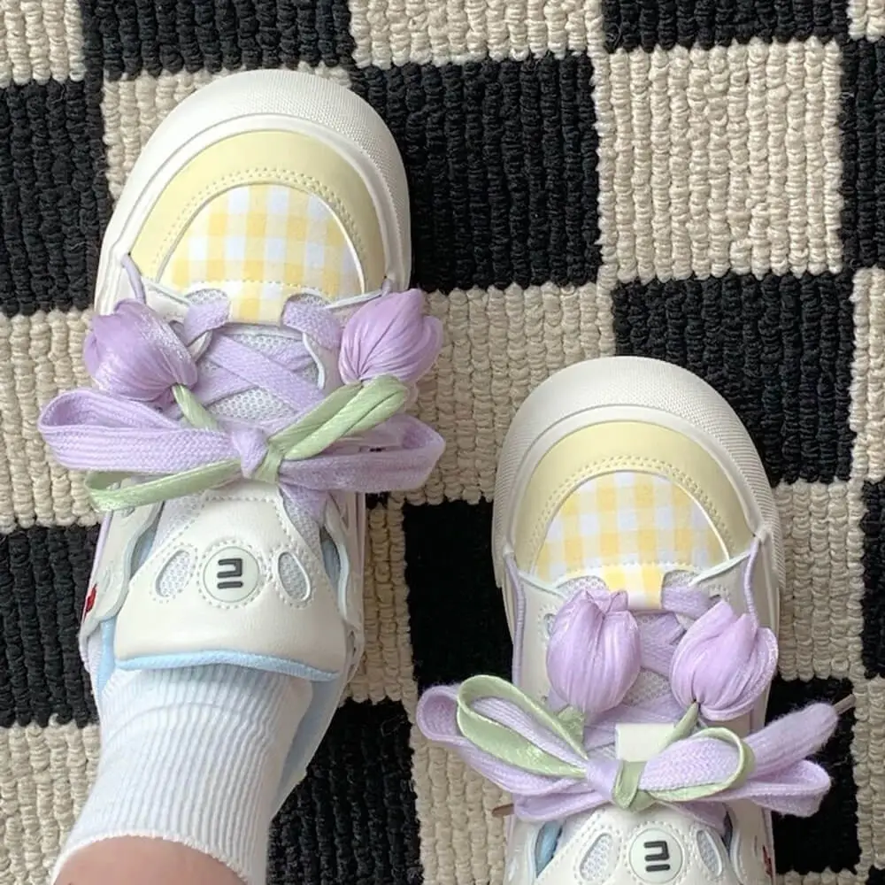 Yellow Tulip Aesthetic Sneakers
