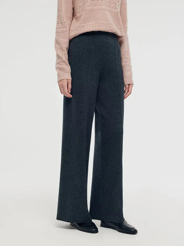 Machine Washable Wool Wide Leg Women Pants