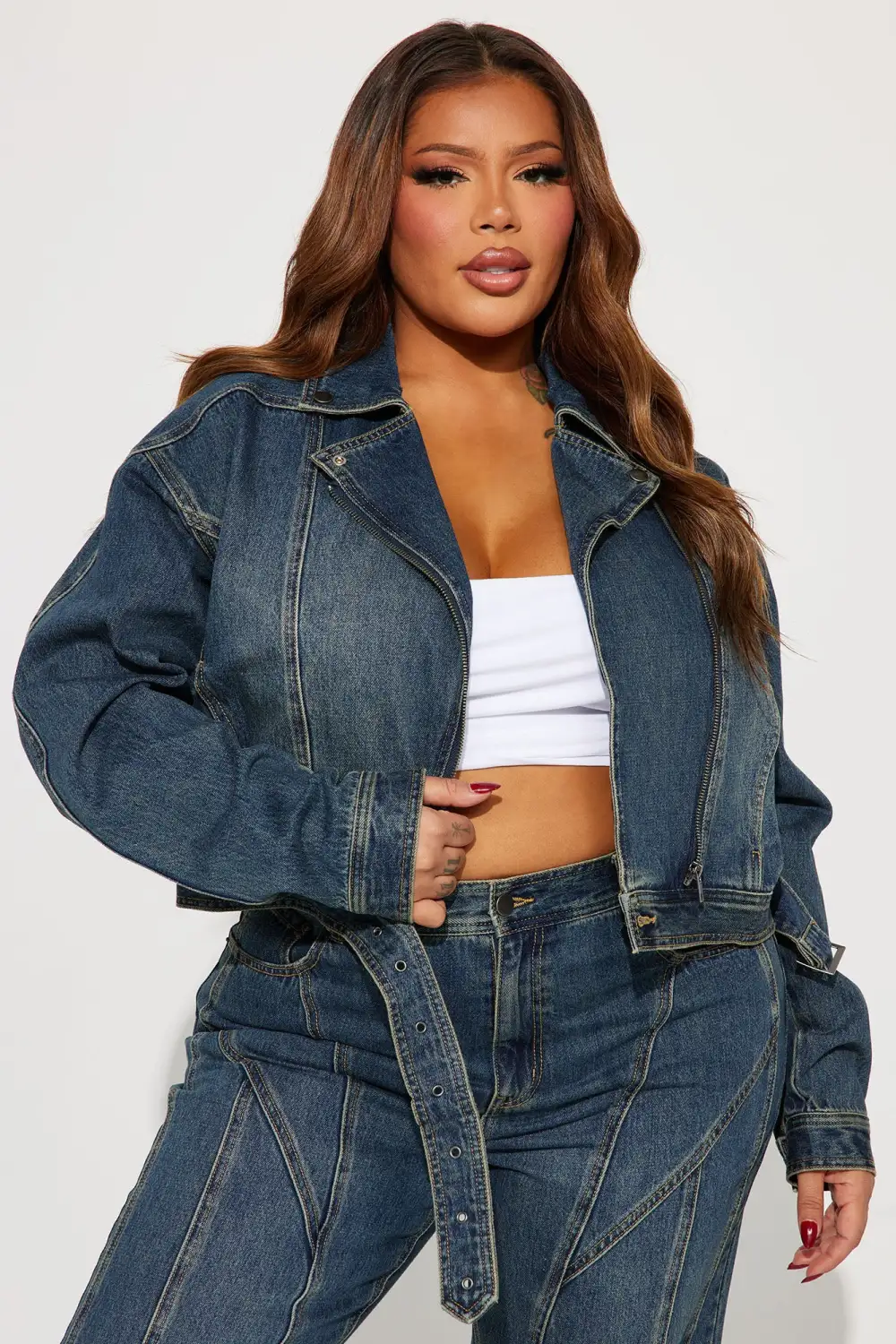Natalya Denim Pant Set - Dark Wash