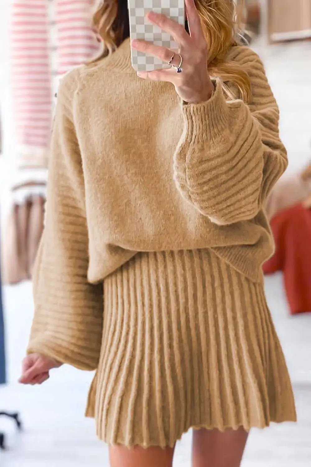 Long Sleeve Pleated Coordinated Set