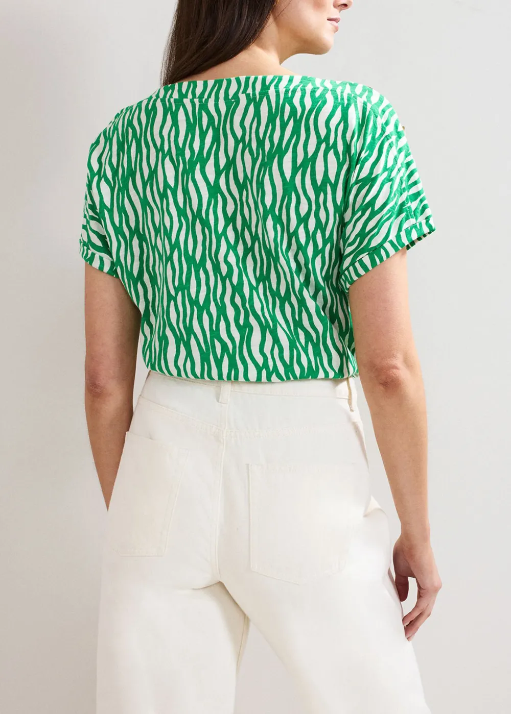 Everyday All-Match Cotton Abstract Green Pattern Top
