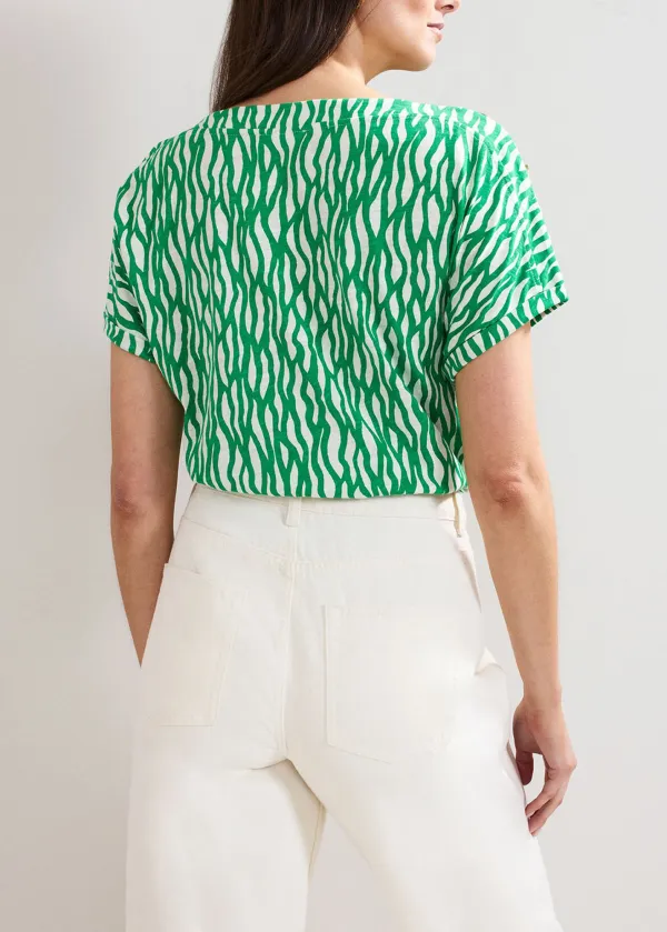 Everyday All-Match Cotton Abstract Green Pattern Top