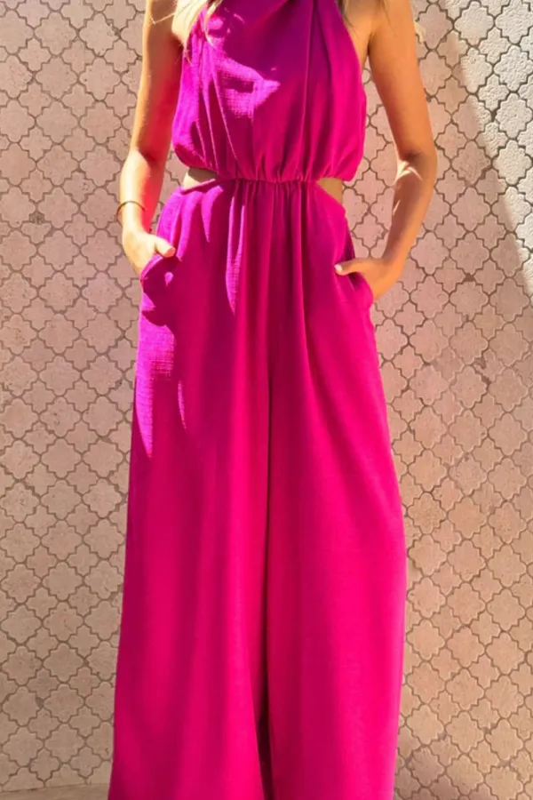 Refined Wide Leg Sleeveless Jumpsuit